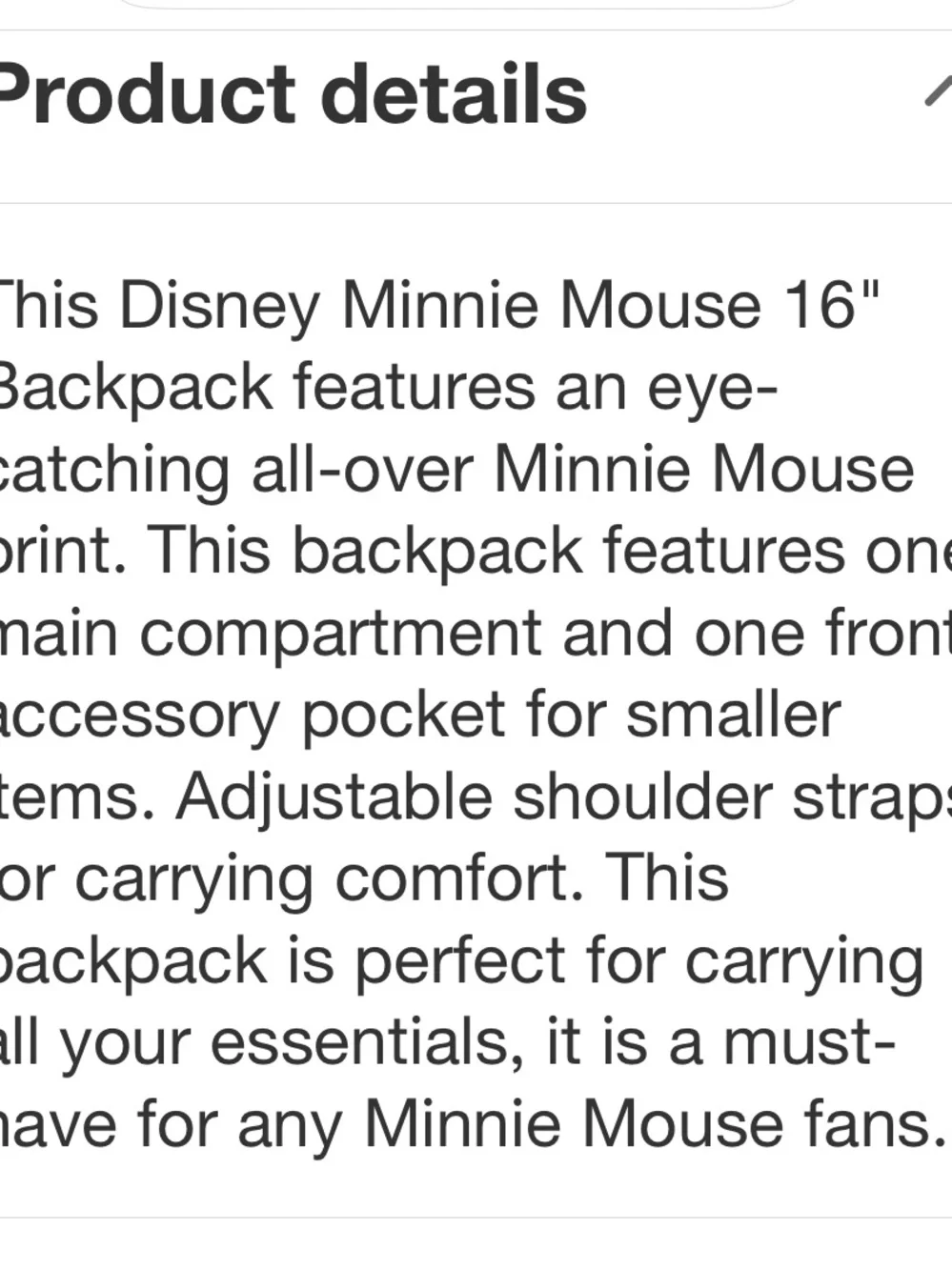 DISNEY NWT  Kids' Minnie 16